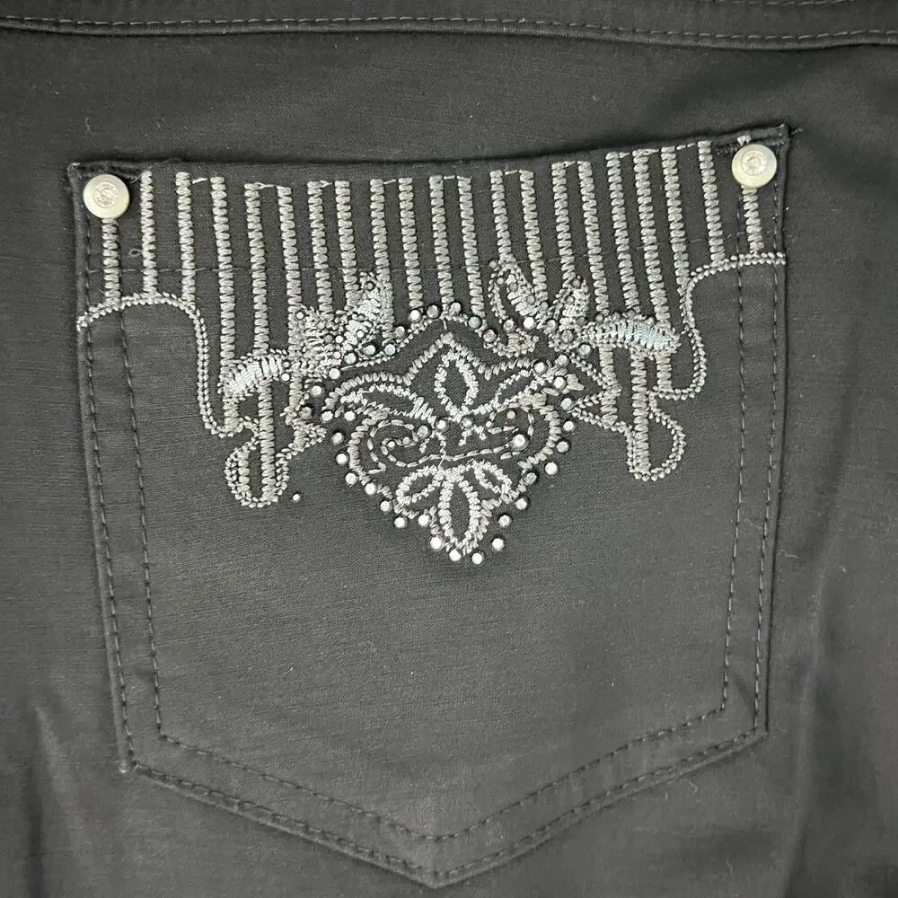 Otto Gi Italy Black Silver Embellished Pockets Bootcut Pants sz 38 / 8 NEW Tags - Picture 13 of 15